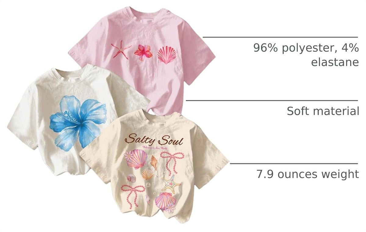 RoseSeek Girl's Graphic Tees Crewneck Summer T Shirt Tops Cute Clothes | Short Sleeve, Regular Fit, Casual, Summer Tops for Girls 10-12/14-16, Tween Girl Clothes