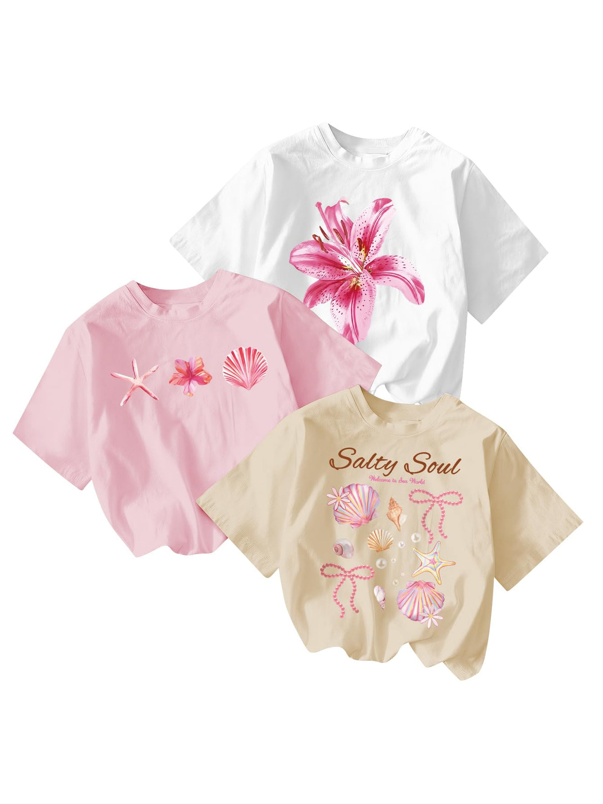 RoseSeek Girl's Graphic Tees Crewneck Summer T Shirt Tops Cute Clothes | Short Sleeve, Regular Fit, Casual, Summer Tops for Girls 10-12/14-16, Tween Girl Clothes