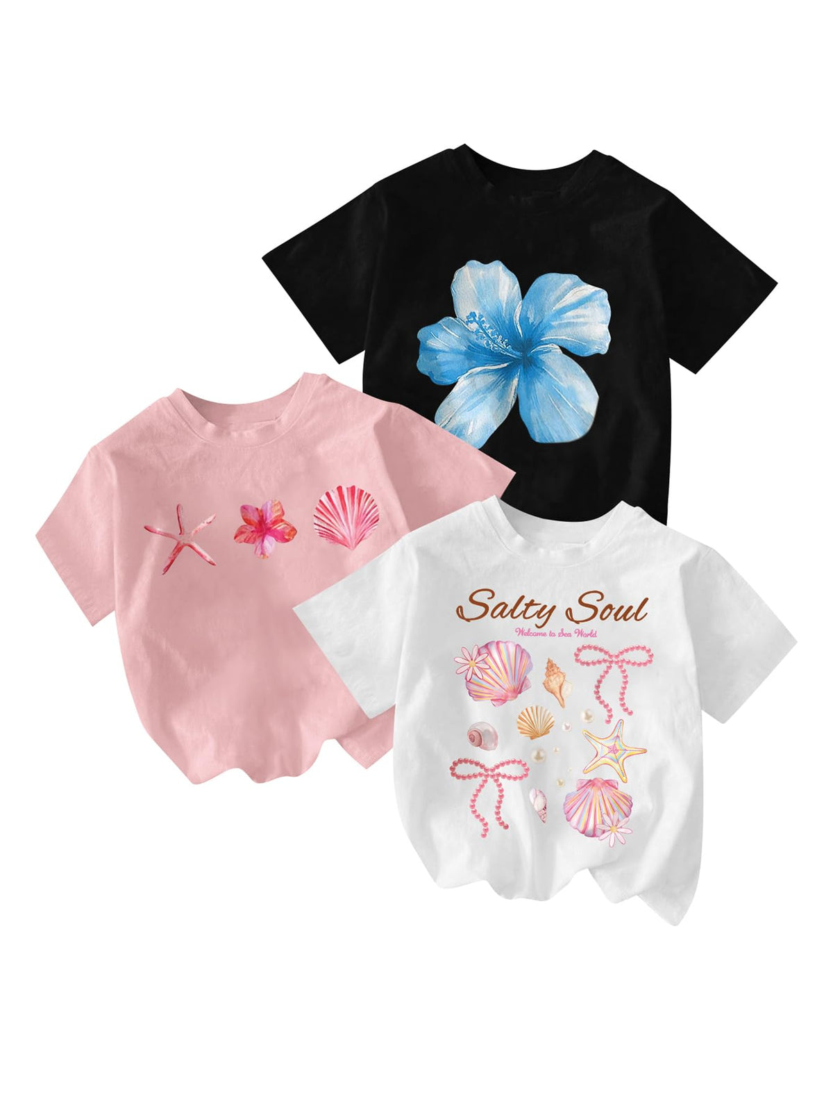 RoseSeek Girl's Graphic Tees Crewneck Summer T Shirt Tops Cute Clothes | Short Sleeve, Regular Fit, Casual, Summer Tops for Girls 10-12/14-16, Tween Girl Clothes