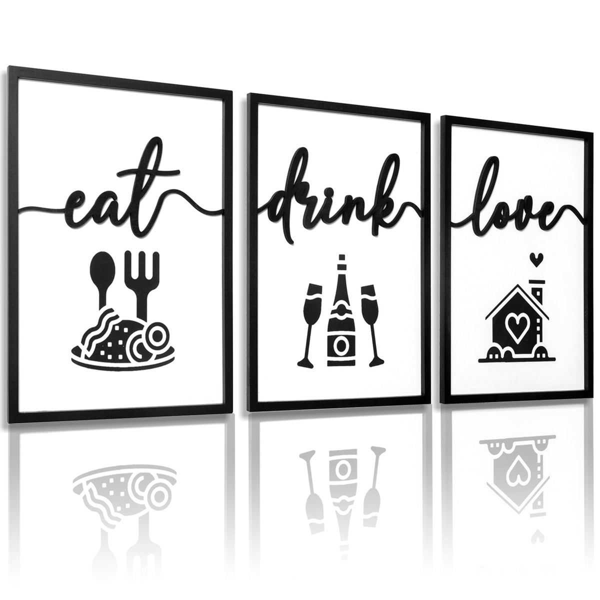 3D Wood Give it to God and Go to Sleep Signs 36x16”, Above Bed Wall Decors, Black And White 3D Bedroom Wall Art (12x16 inches, Set of 3, Framed)