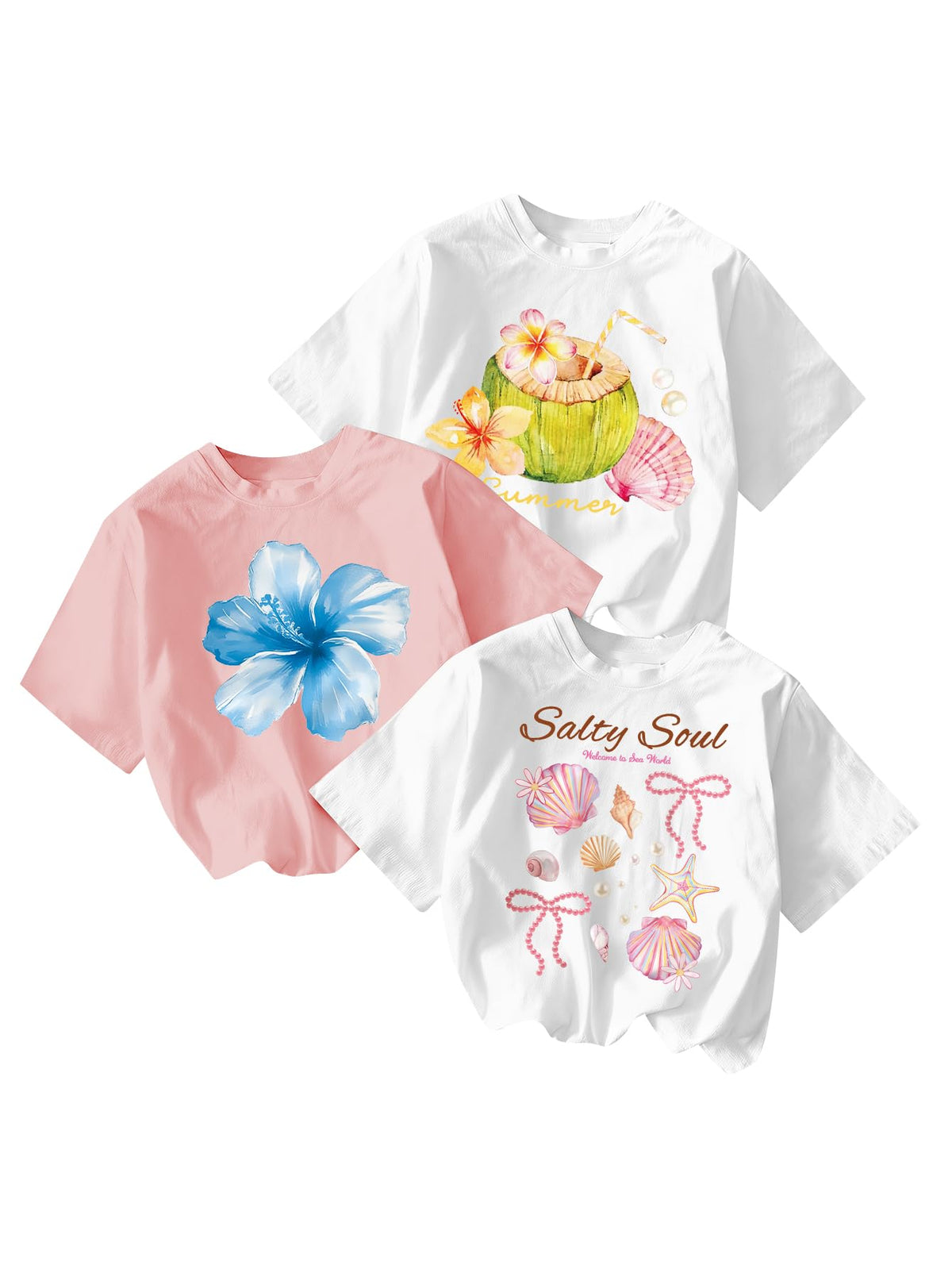 RoseSeek Girl's Graphic Tees Crewneck Summer T Shirt Tops Cute Clothes | Short Sleeve, Regular Fit, Casual, Summer Tops for Girls 10-12/14-16, Tween Girl Clothes
