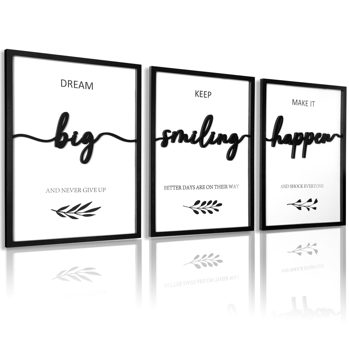 3D Wood Give it to God and Go to Sleep Signs 36x16”, Above Bed Wall Decors, Black And White 3D Bedroom Wall Art (12x16 inches, Set of 3, Framed)