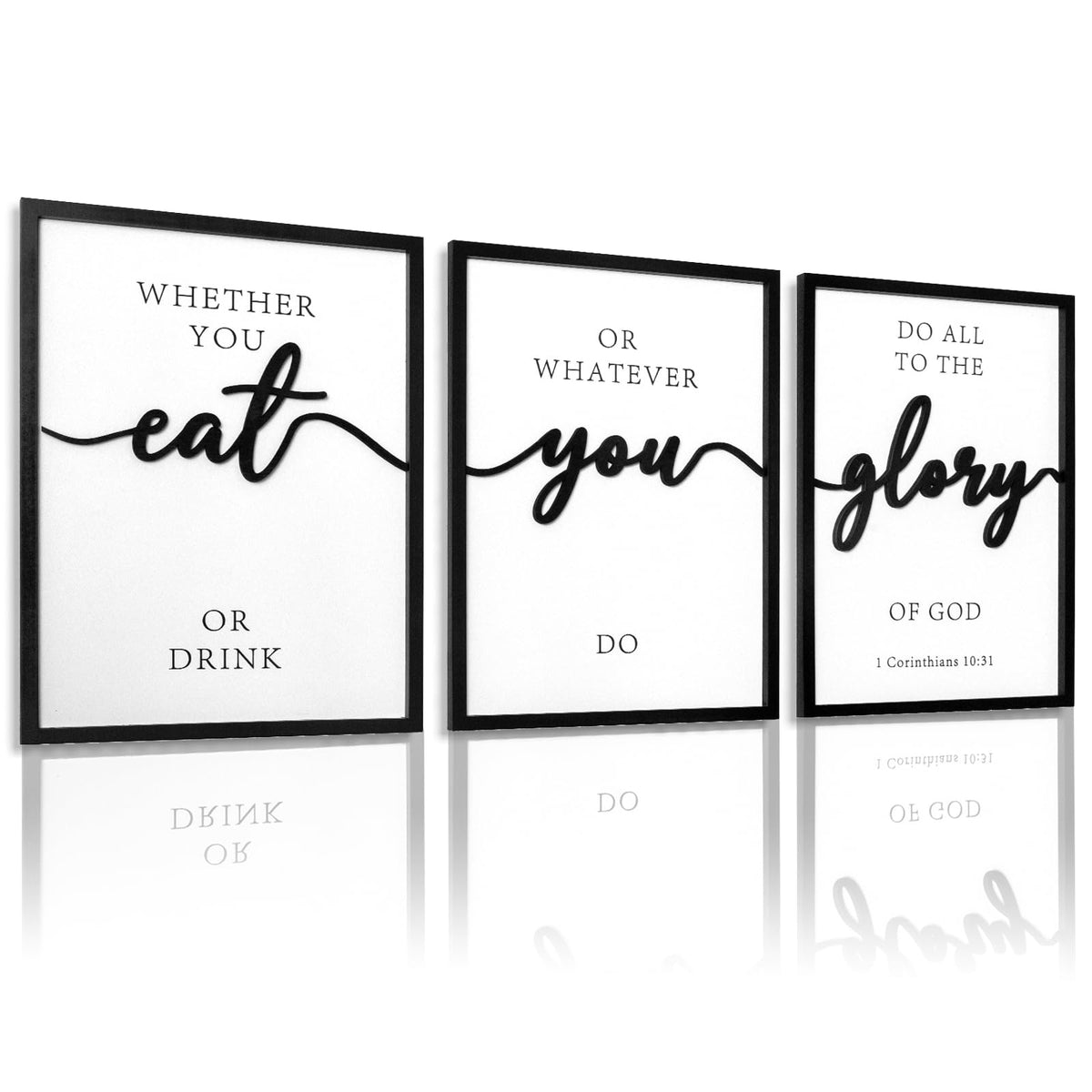 3D Wood Give it to God and Go to Sleep Signs 36x16”, Above Bed Wall Decors, Black And White 3D Bedroom Wall Art (12x16 inches, Set of 3, Framed)