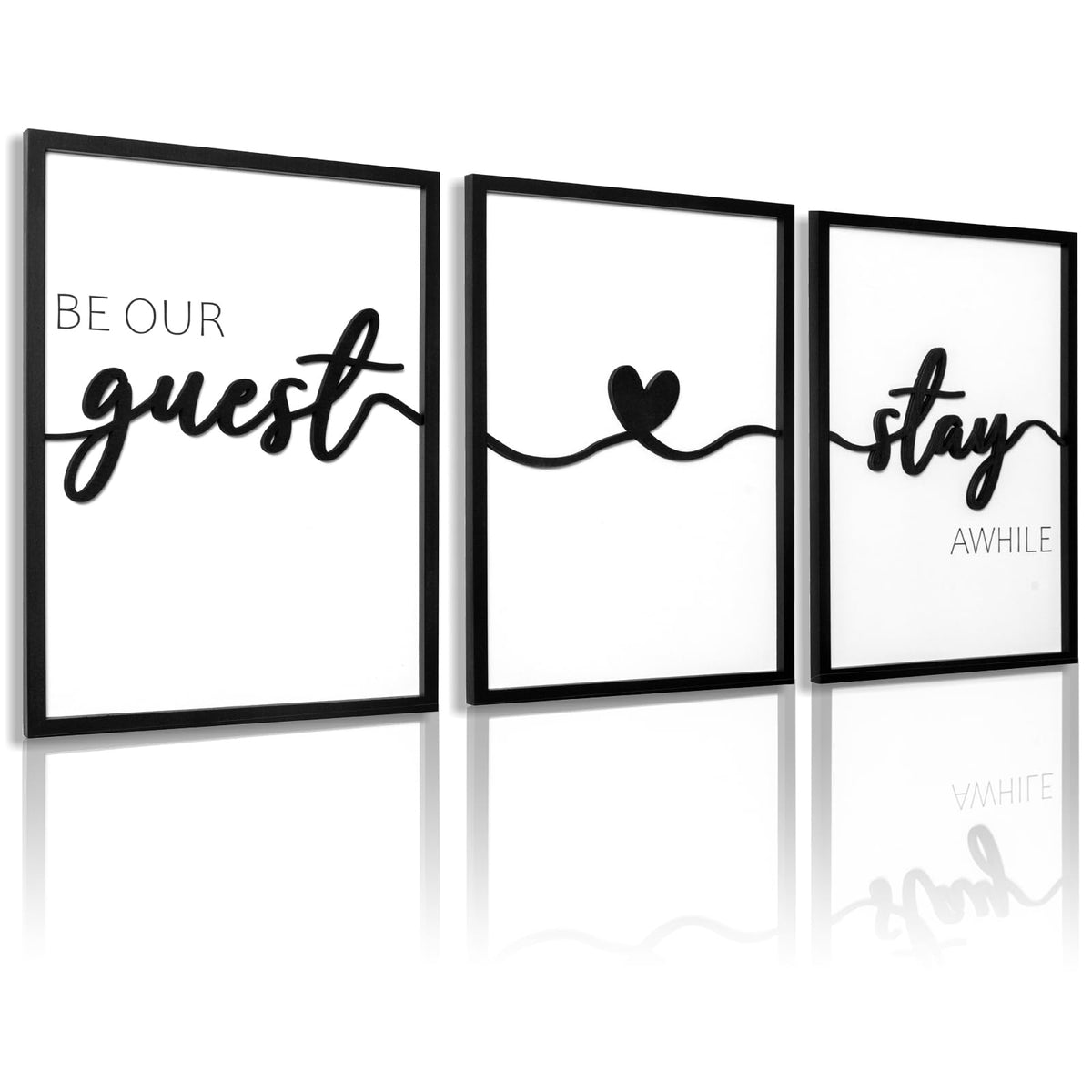 3D Wood Give it to God and Go to Sleep Signs 36x16”, Above Bed Wall Decors, Black And White 3D Bedroom Wall Art (12x16 inches, Set of 3, Framed)