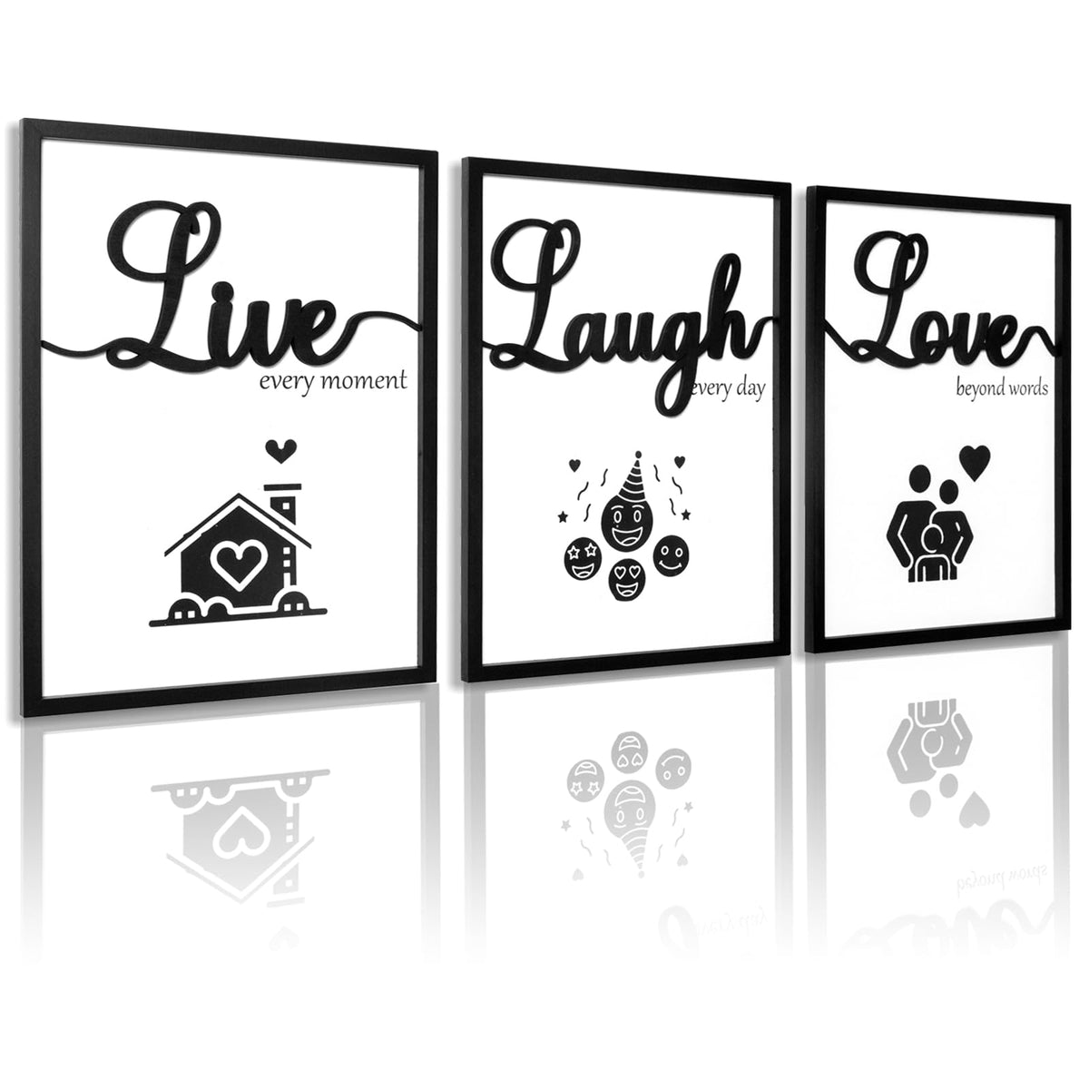 3D Wood Give it to God and Go to Sleep Signs 36x16”, Above Bed Wall Decors, Black And White 3D Bedroom Wall Art (12x16 inches, Set of 3, Framed)