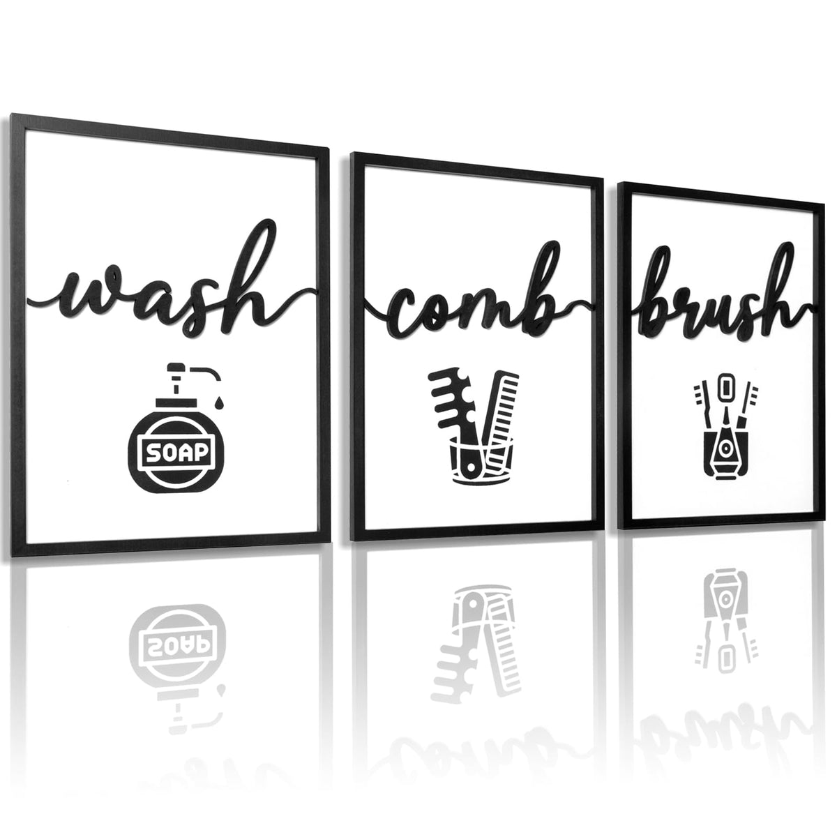 3D Wood Give it to God and Go to Sleep Signs 36x16”, Above Bed Wall Decors, Black And White 3D Bedroom Wall Art (12x16 inches, Set of 3, Framed)