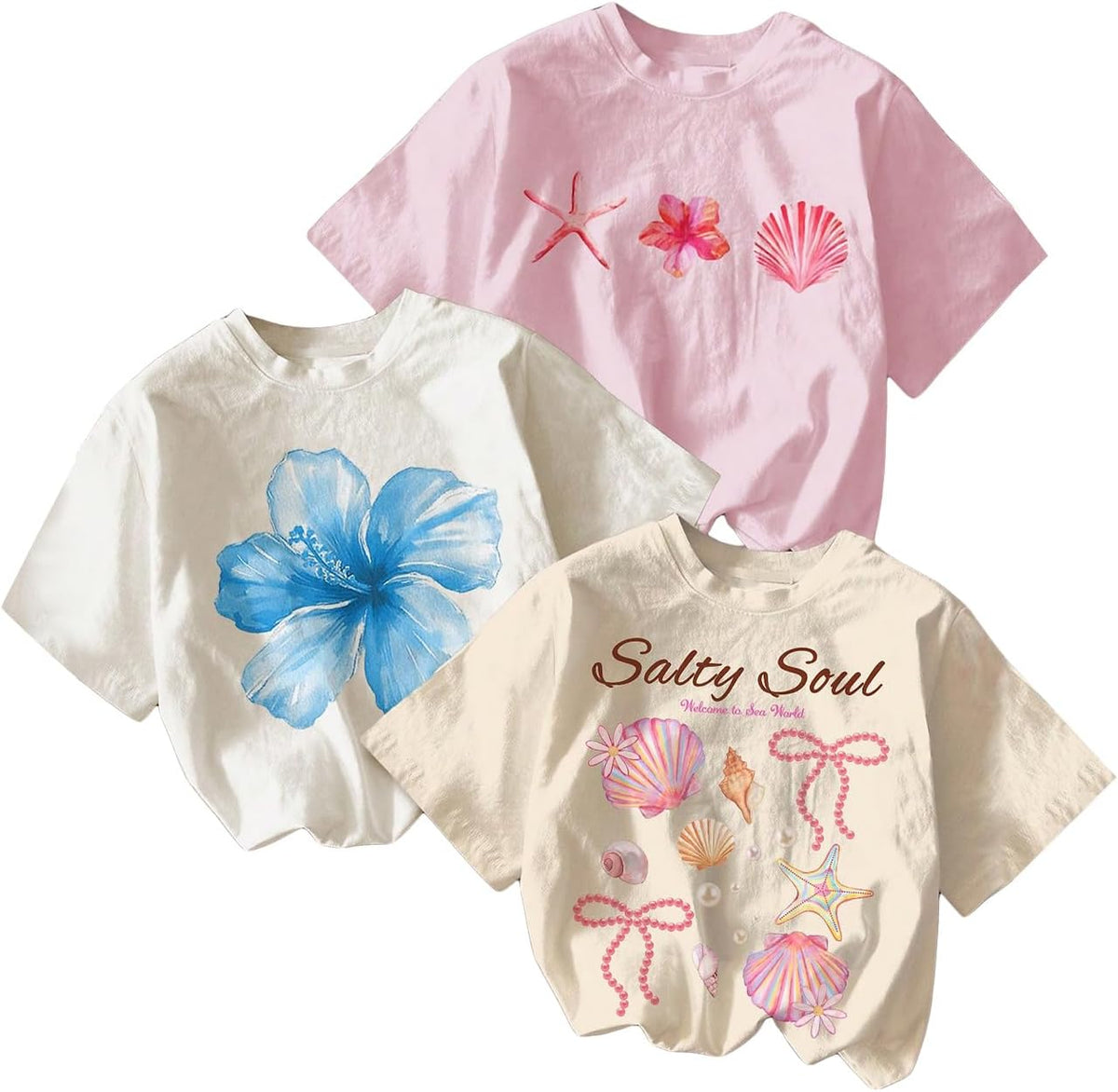 RoseSeek Girl's Graphic Tees Crewneck Summer T Shirt Tops Cute Clothes | Short Sleeve, Regular Fit, Casual, Summer Tops for Girls 10-12/14-16, Tween Girl Clothes