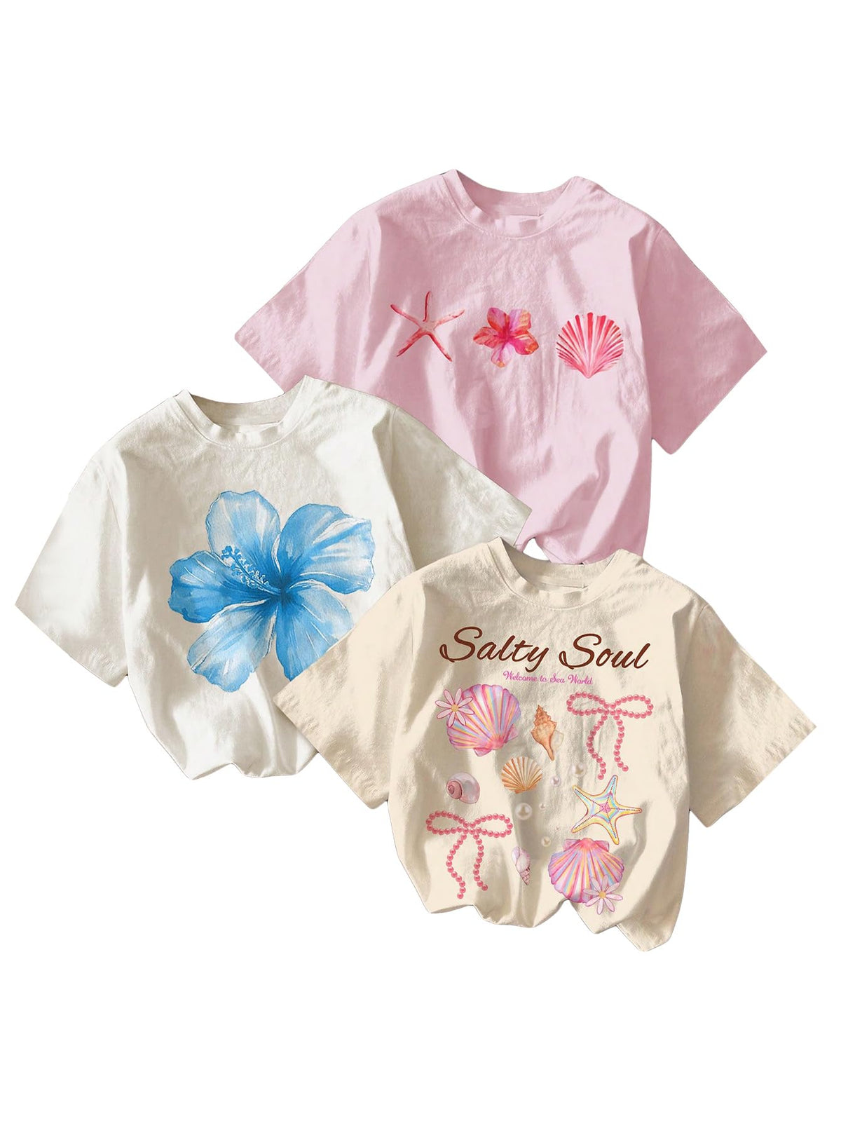 RoseSeek Girl's Graphic Tees Crewneck Summer T Shirt Tops Cute Clothes | Short Sleeve, Regular Fit, Casual, Summer Tops for Girls 10-12/14-16, Tween Girl Clothes