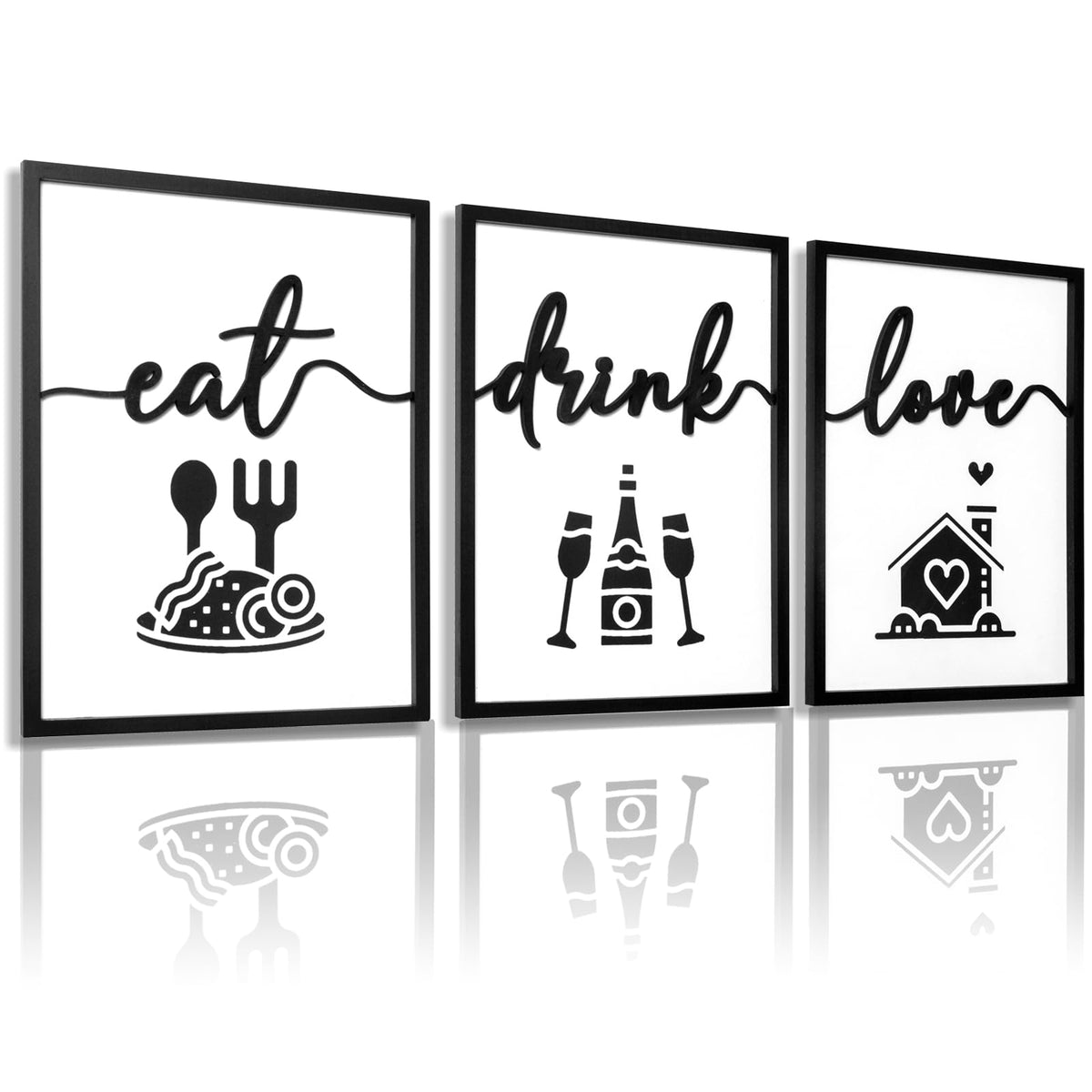 3D Wood Give it to God and Go to Sleep Signs 36x16”, Above Bed Wall Decors, Black And White 3D Bedroom Wall Art (12x16 inches, Set of 3, Framed)
