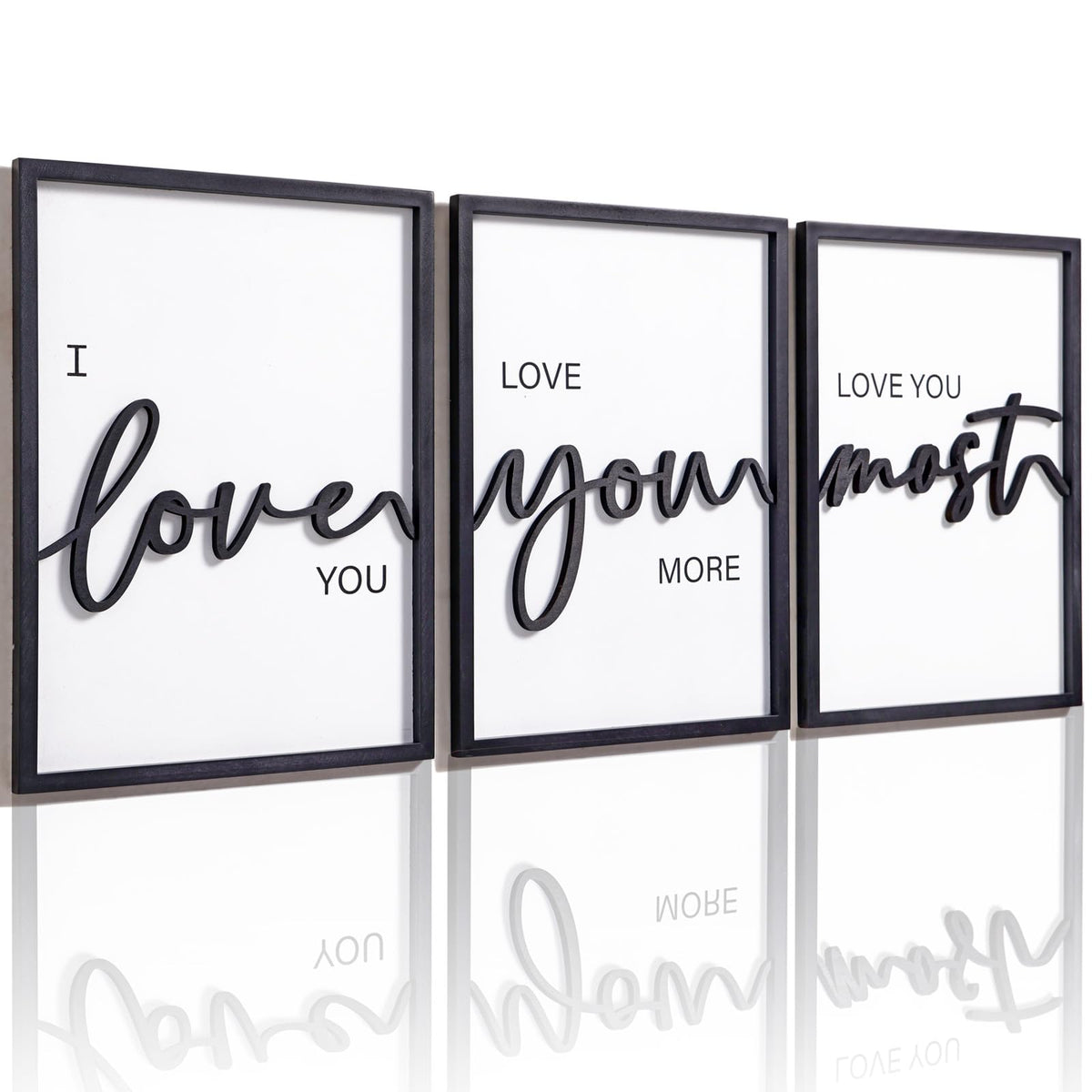 3D Wood Give it to God and Go to Sleep Signs 36x16”, Above Bed Wall Decors, Black And White 3D Bedroom Wall Art (12x16 inches, Set of 3, Framed)