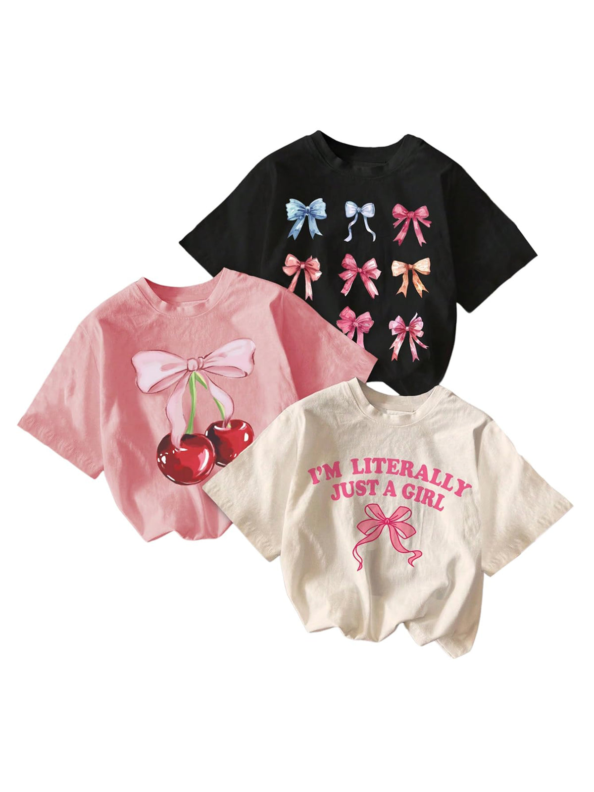 RoseSeek Girl's Graphic Tees Crewneck Summer T Shirt Tops Cute Clothes | Short Sleeve, Regular Fit, Casual, Summer Tops for Girls 10-12/14-16, Tween Girl Clothes