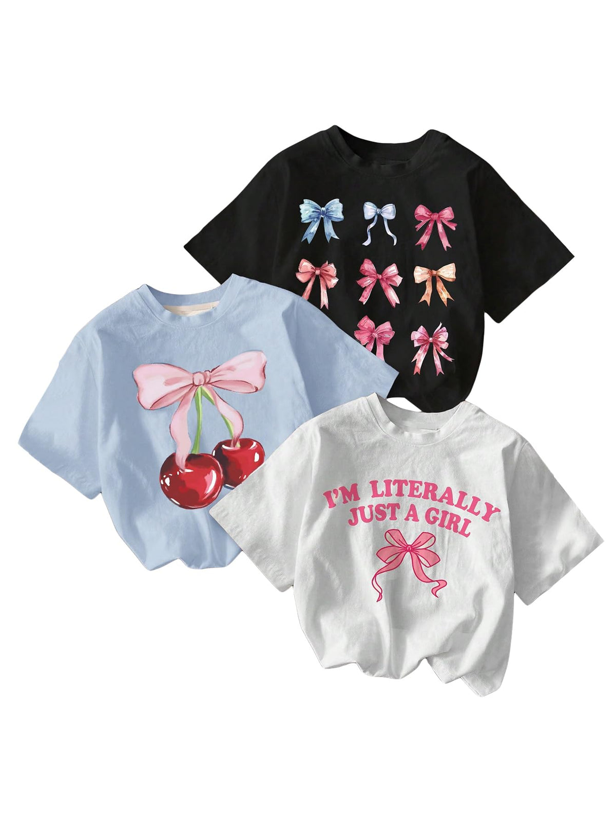 RoseSeek Girl's Graphic Tees Crewneck Summer T Shirt Tops Cute Clothes | Short Sleeve, Regular Fit, Casual, Summer Tops for Girls 10-12/14-16, Tween Girl Clothes