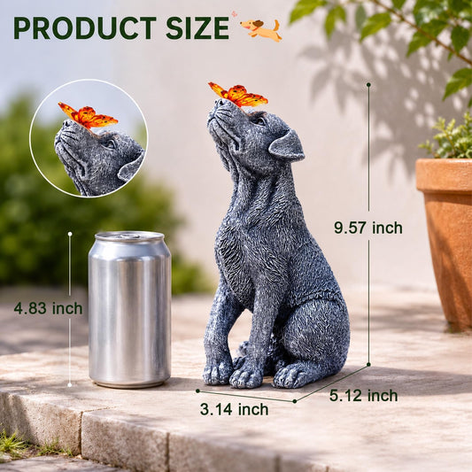 Goodeco Dog Statue with Solar Butterfly Garden Decor | Ideal gifts for mom, dad or birthdays, beautifully crafted outdoor decorations to wow your guests