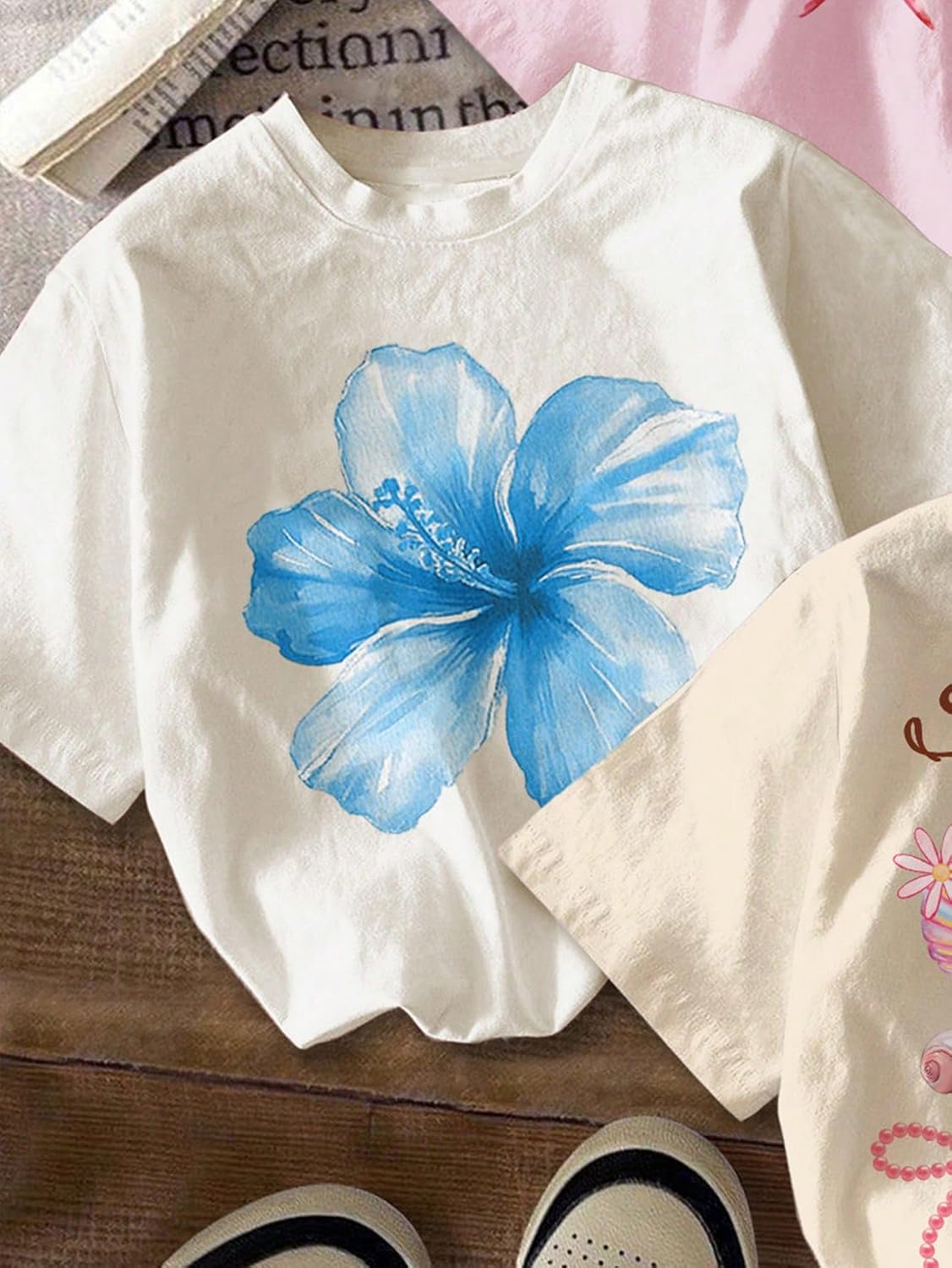 RoseSeek Girl's Graphic Tees Crewneck Summer T Shirt Tops Cute Clothes | Short Sleeve, Regular Fit, Casual, Summer Tops for Girls 10-12/14-16, Tween Girl Clothes