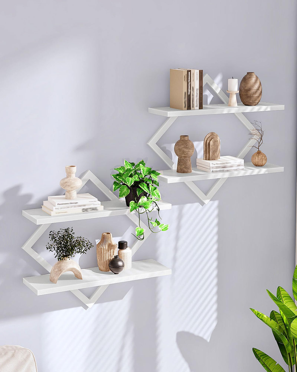 Floating Shelves, Set of 2 Wall Shelves, 2-Tier Hanging Shelves, Wall Shelf Set of 2, Wall Mounted Shelves, for Living Room, Bedroom, Kitchen, Office, Study, Rustic Brown TBJ01P2BF