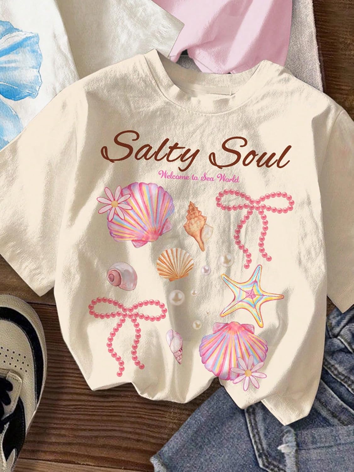 RoseSeek Girl's Graphic Tees Crewneck Summer T Shirt Tops Cute Clothes | Short Sleeve, Regular Fit, Casual, Summer Tops for Girls 10-12/14-16, Tween Girl Clothes
